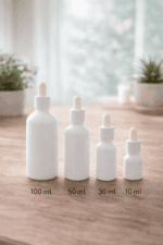 Flacon en verre pipette blanc