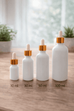 Flacon en verre pipette blanc