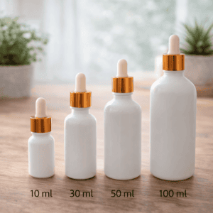 Flacon en verre pipette blanc