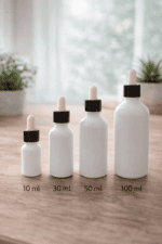 Flacon en verre pipette blanc