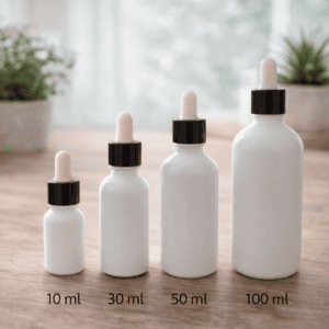 Flacon en verre pipette blanc